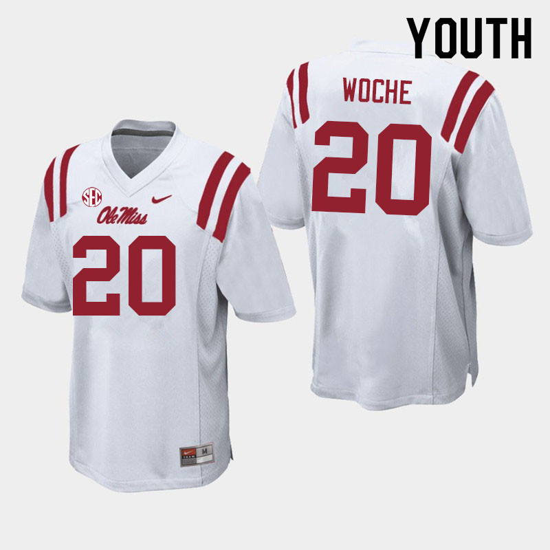 Jack Woche Ole Miss Rebels NCAA Youth White #20 Stitched Limited College Football Jersey SSA4258TY